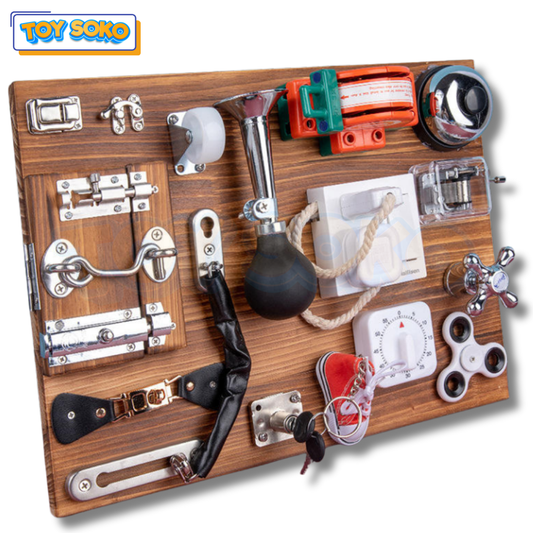 Carbon Grey Busy Board – Engaging learning toy for 4 year olds