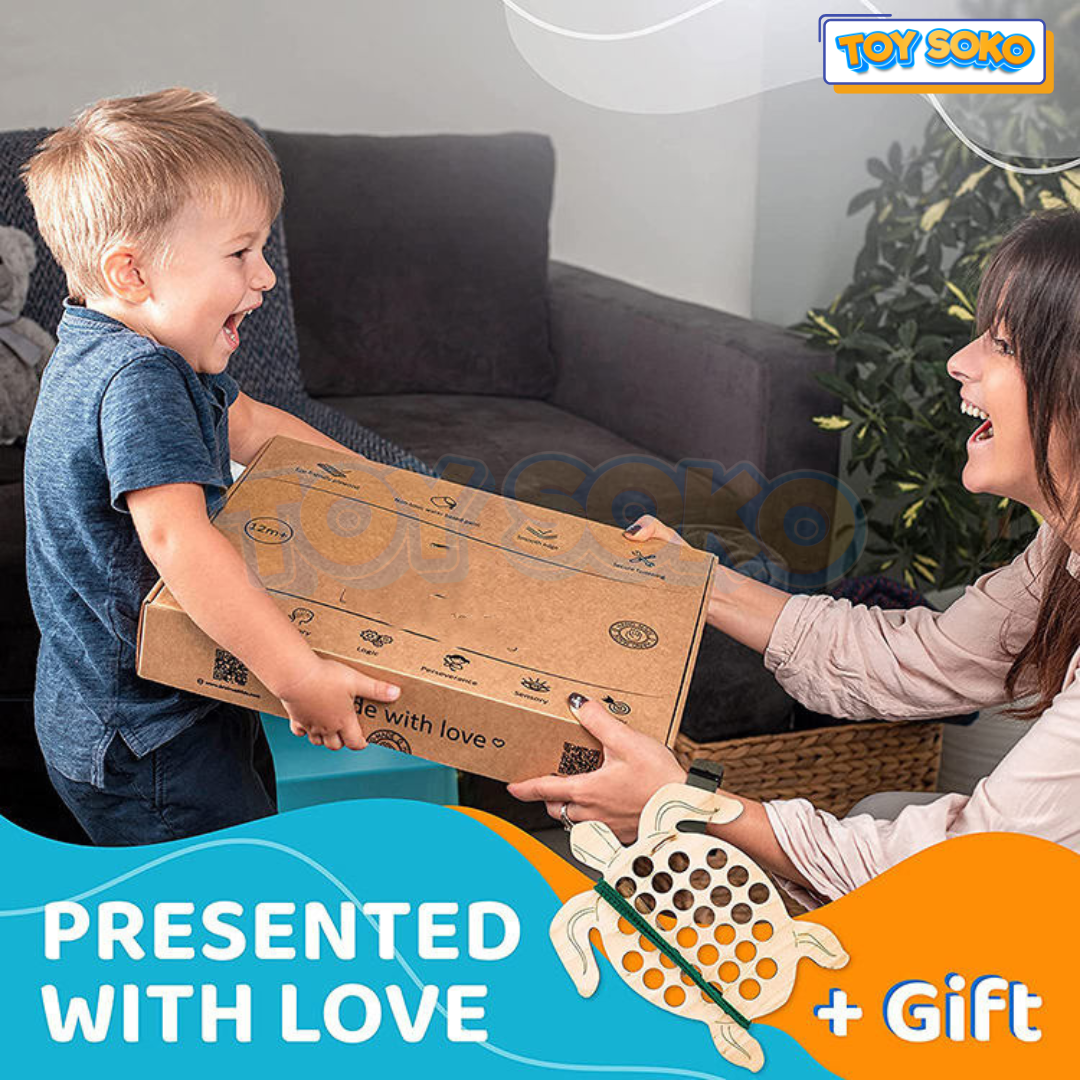 ToySoko Montessori sensory board supports cognitive development with engaging activities that build essential skills.