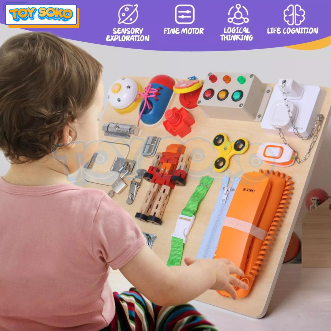 Wooden baby development toys for sensory learning and motor skills