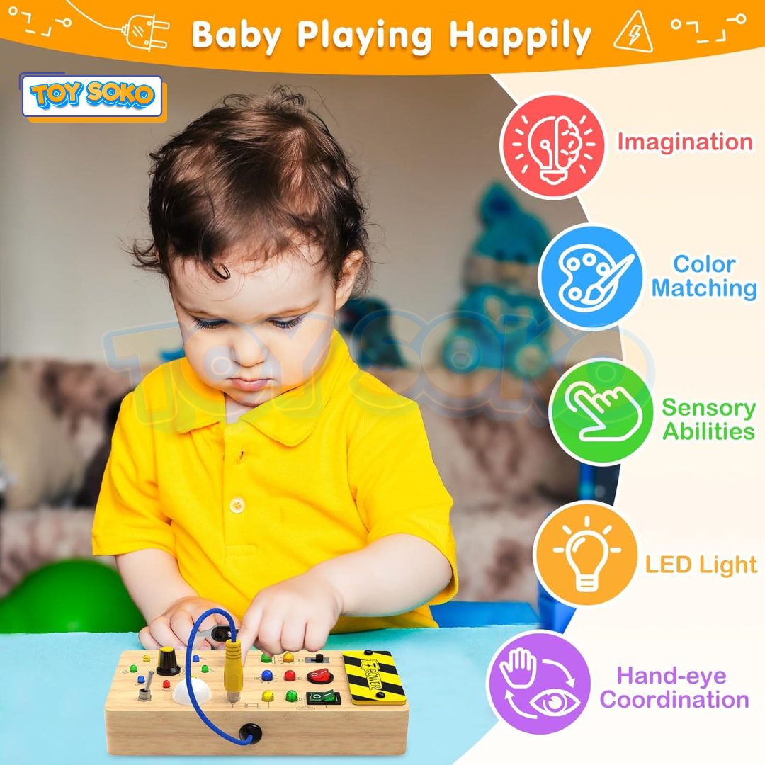 Board games for kids with a preschool LED light busy board