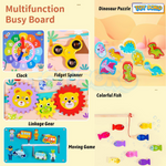 Interactive children's wooden puzzle board for skill-building