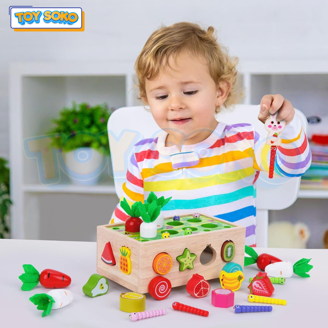 Farm Orchard Push Pull Car – Wooden Toys Puzzle for Kids – Toysoko