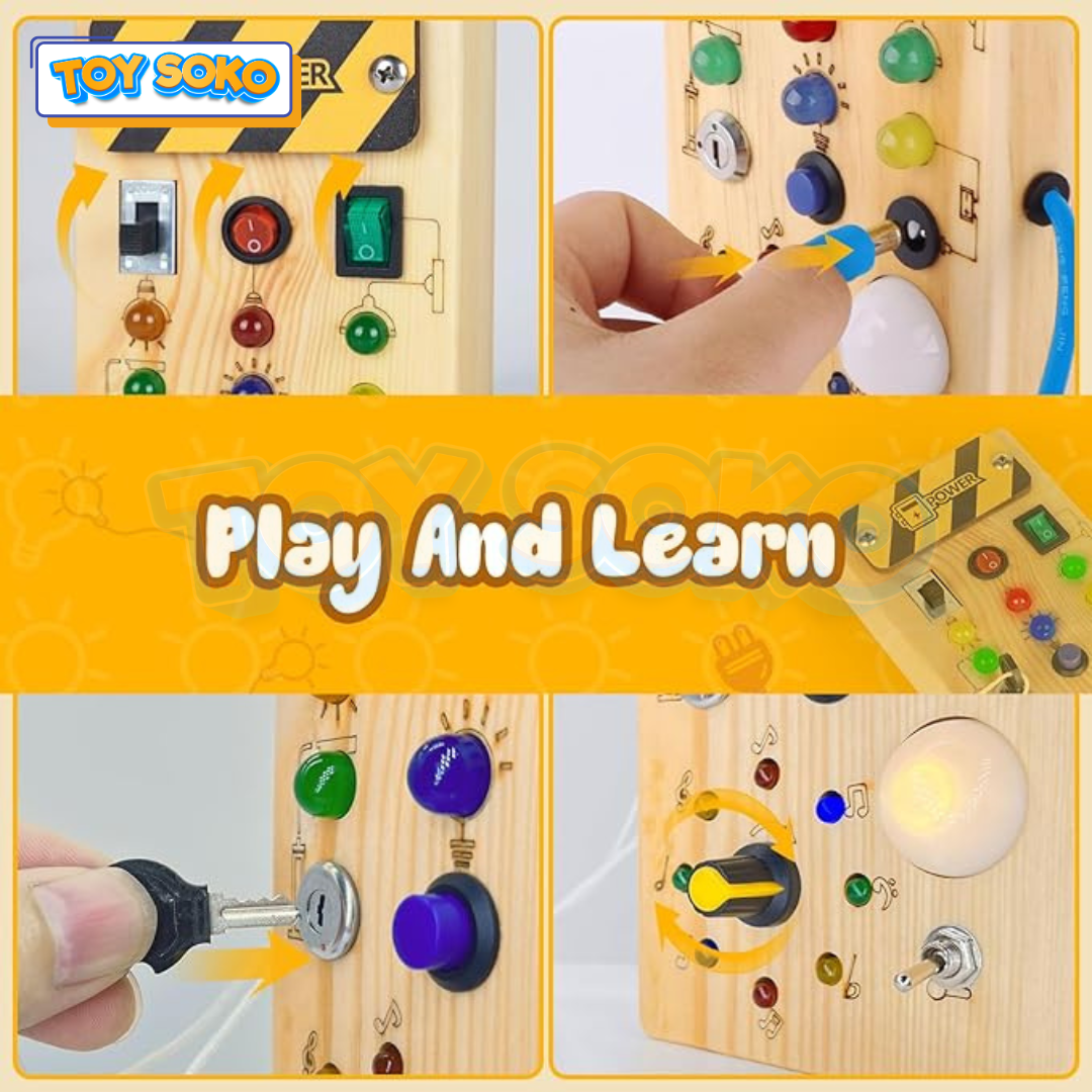 LED Light Switch Board for early learning, designed to help toddlers develop cognitive and sensory skills through play