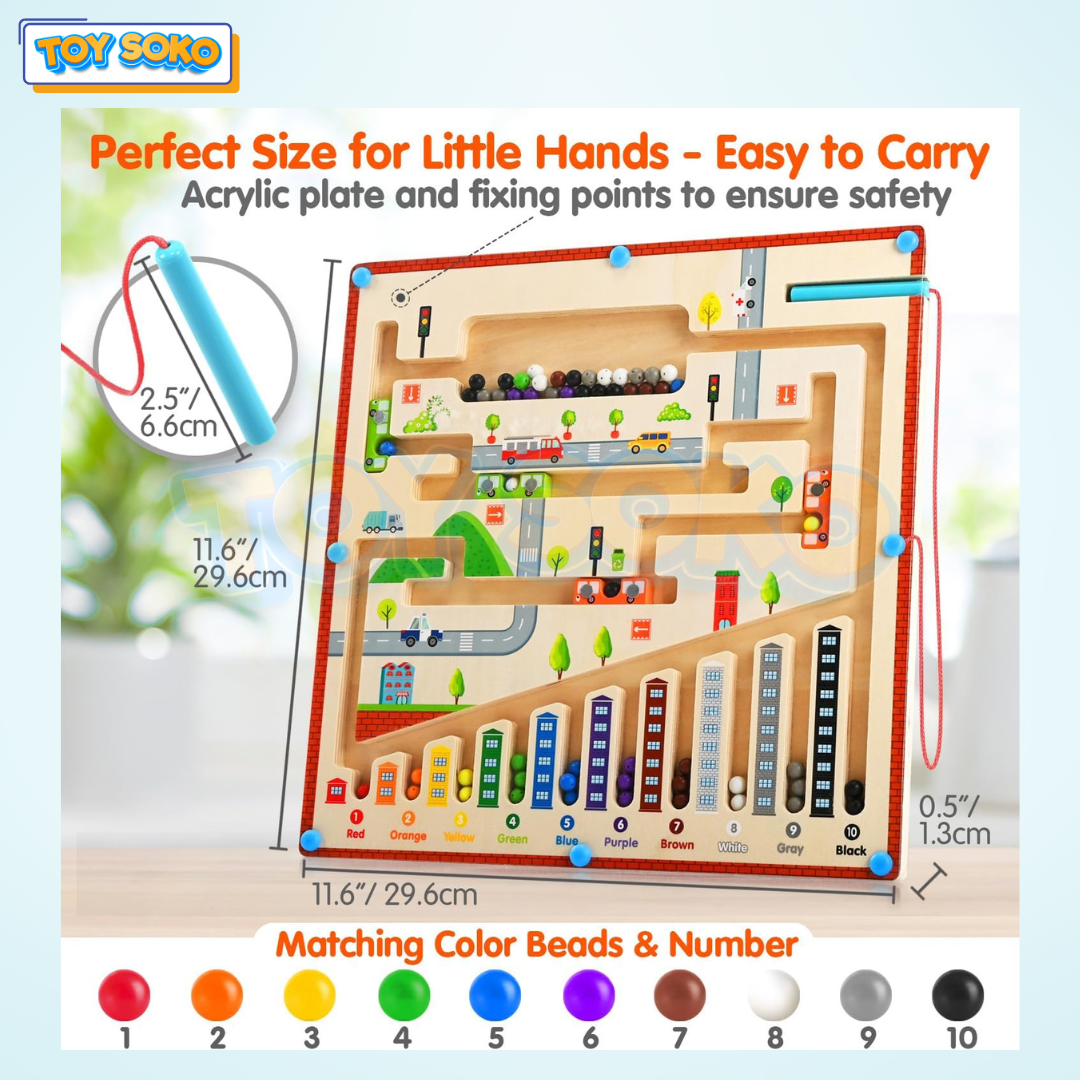 Magnetic color maze game designed for preschool learning fun