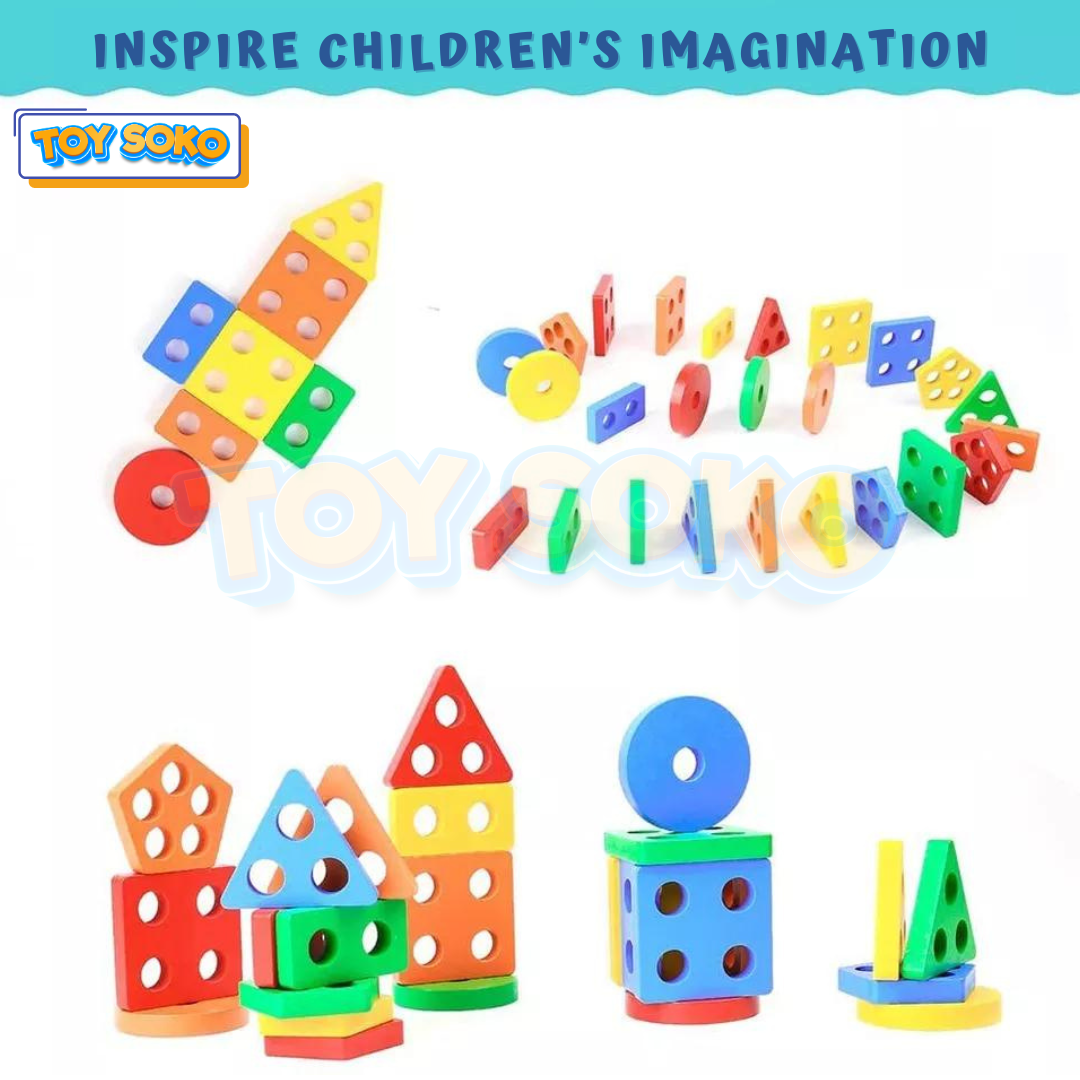 Montessori toys featuring a wooden shape sorter toy for early learning