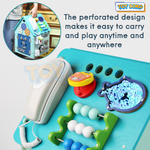 Sensory Board for toddlers, featuring interactive toys like gears and abacus to develop fine motor skills.