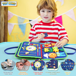 Engaging toys for toddlers with sensory play elements on a busy board