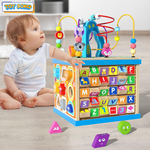 Fun Alphabet Learning Toys – Wooden Activity Cube for toddlers