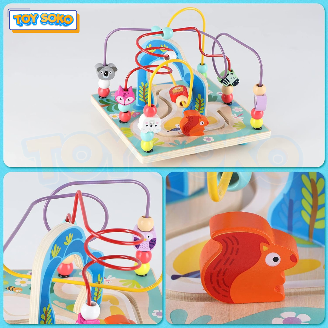 Educational Wooden Bead Box – 5-in-1 Activity Cube for kids