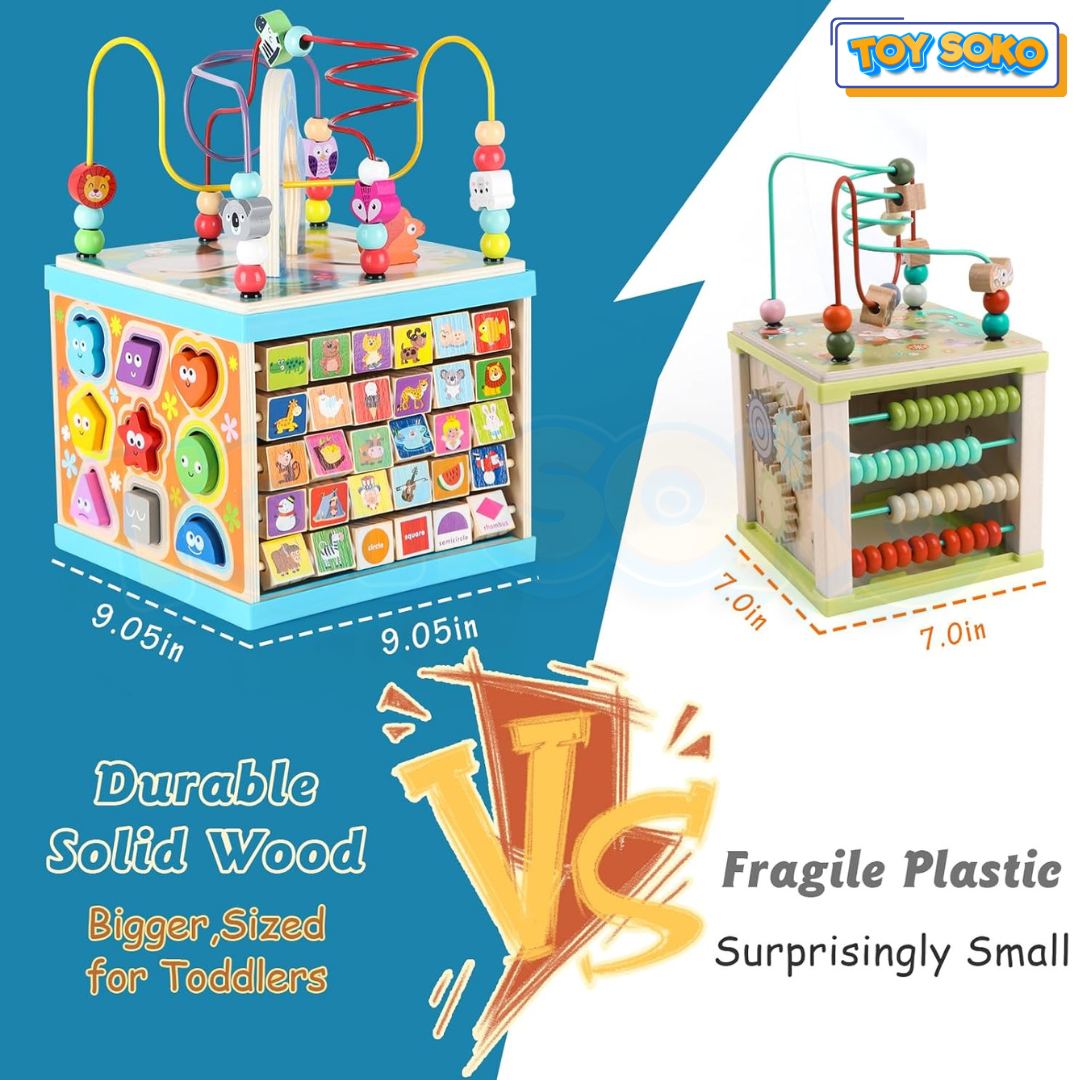 Wooden Bead Box – Engaging 5-in-1 Activity Cube for toddlers