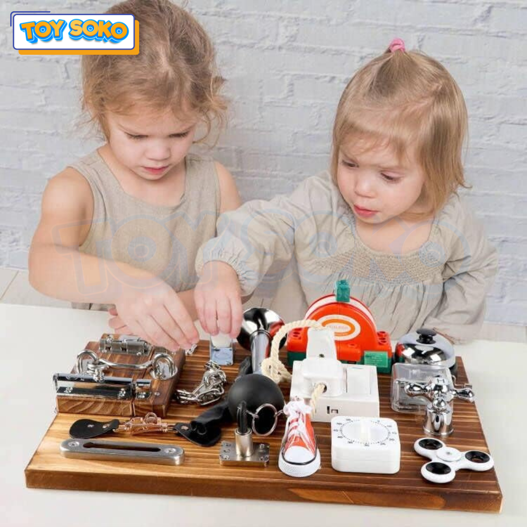 Carbon Grey Busy Board – Hands-on learning toys for 4 year olds