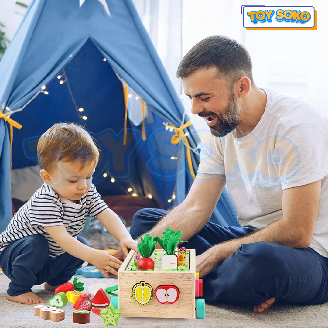 Engaging push and pull wooden toys with puzzles for toddlers