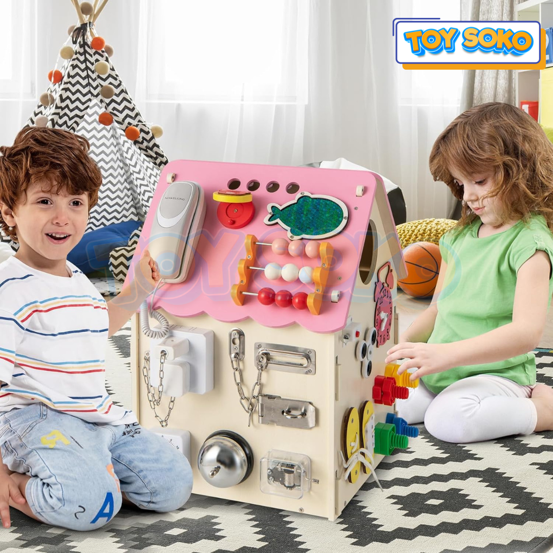 infant busy board learning toy for toddler with hands-on learning activities