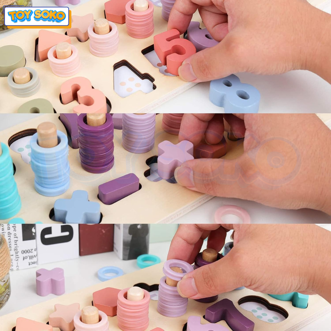 Interactive wooden busy board – Best math learning toys for toddlers