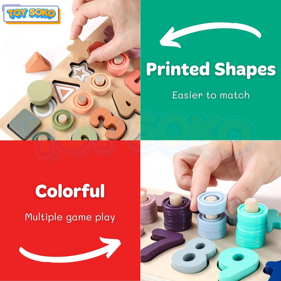 Logarithmic wooden busy board – Perfect math learning toys for toddlers