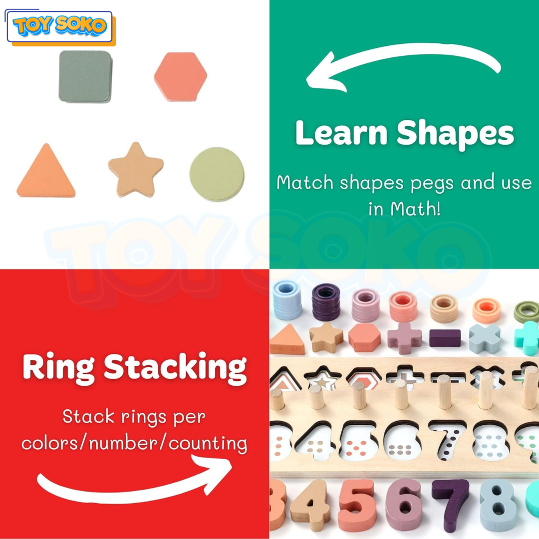 Wooden logarithmic busy board – Best math learning toys for kids