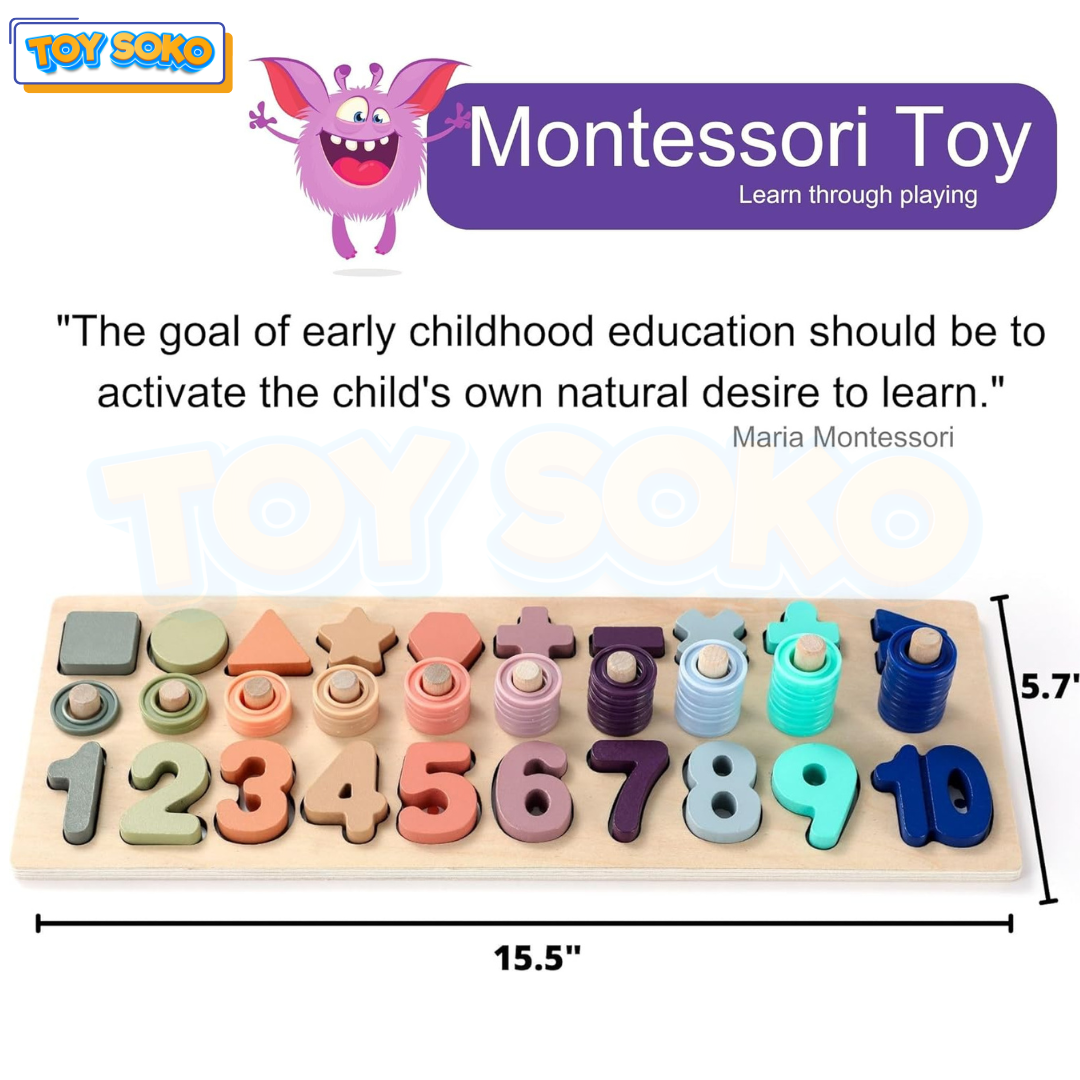 Colorful macaron wooden busy board – Fun math toys for toddlers