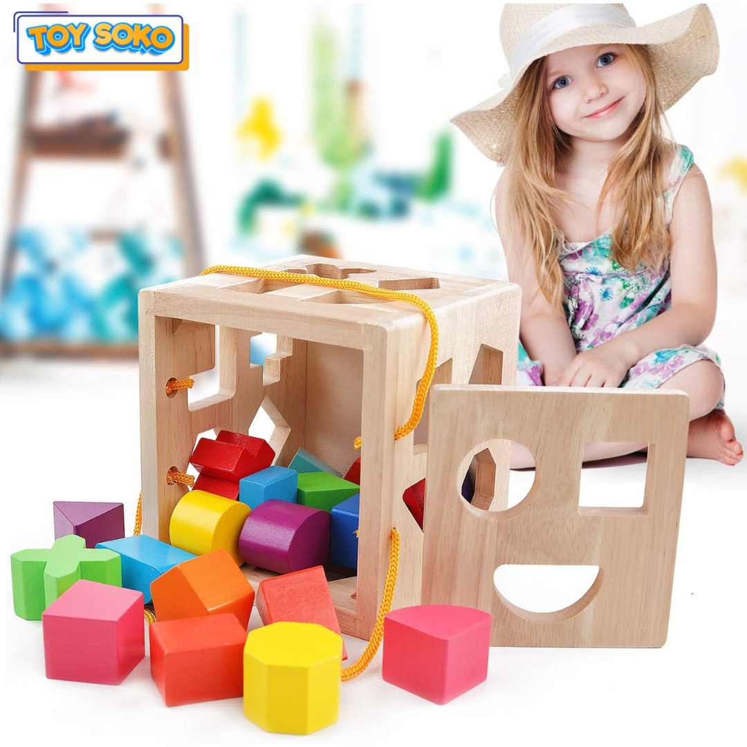 Colorful geometric wooden blocks – Engaging cube toys for toddlers
